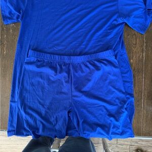 Amazon Women's Royal Blue Pajama Set - Short Sleeve Top & Shorts